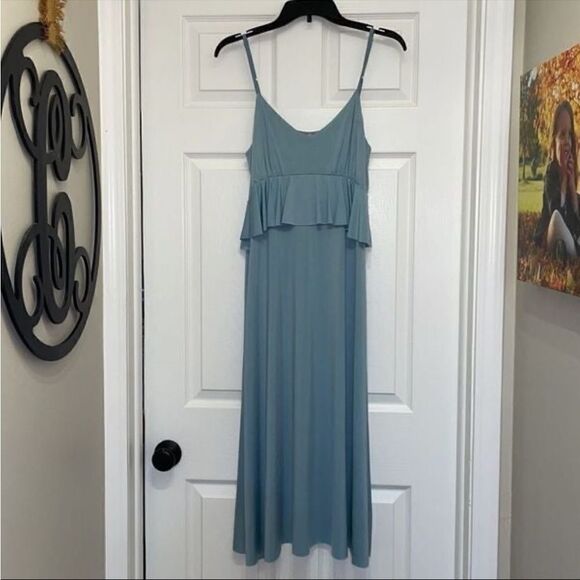 ✨ASOS DESIGN slinky midi sundress with waist ruffle - Picture 1 of 8